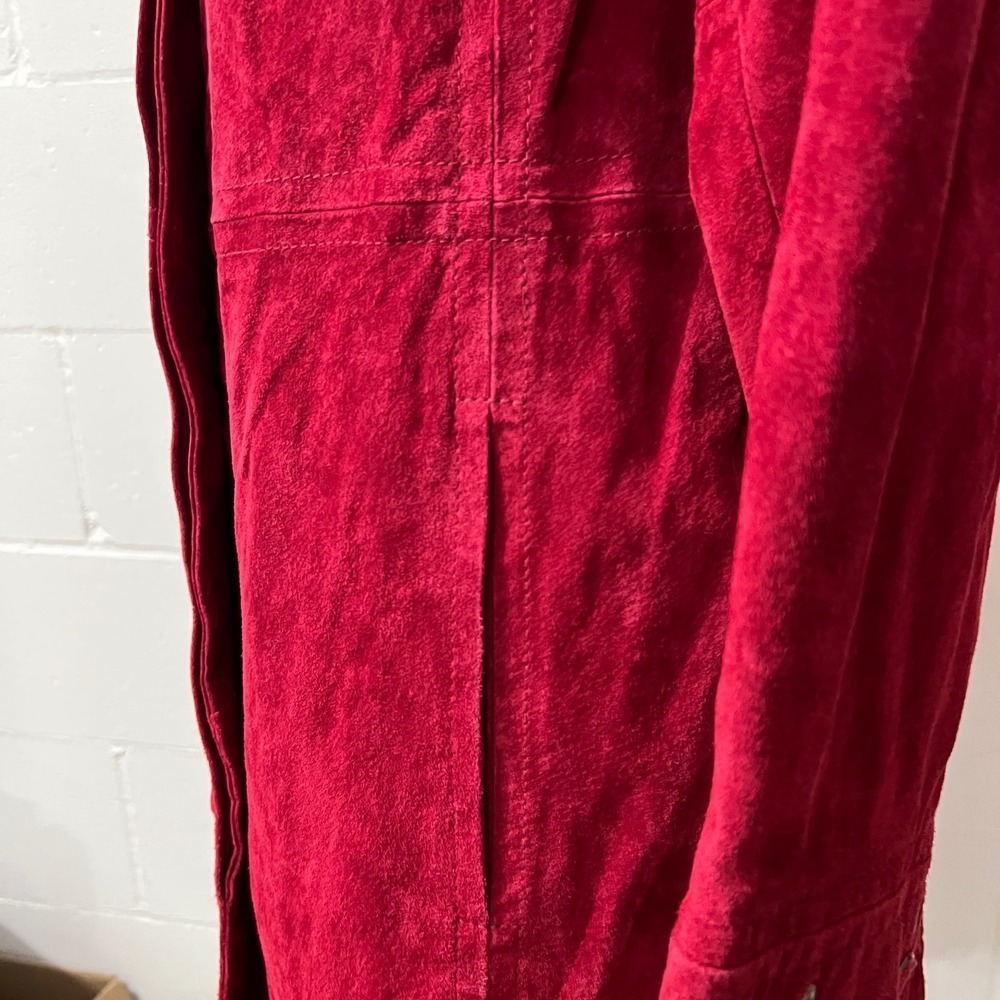 Bradley Bayou Red Suede Grommet Trimmed Long Sleeve Jacket Coat Women's Medium - Picture 3 of 12